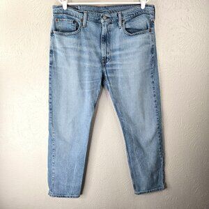 Levi's 502 Straight Jeans Mens 36X30 Light Blue Wash Casual Tapered Denim